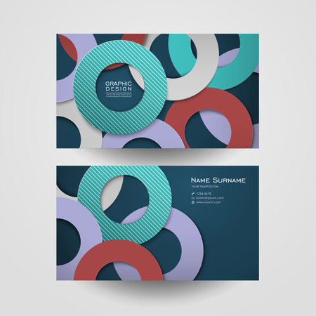 colorful circle layout design for business card templateのイラスト素材