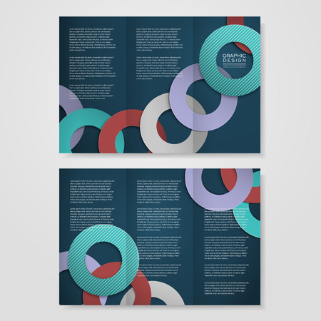 colorful circle layout design for tri-fold brochure templateのイラスト素材