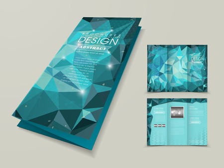 abstract polygonal background for tri-fold template in blueのイラスト素材