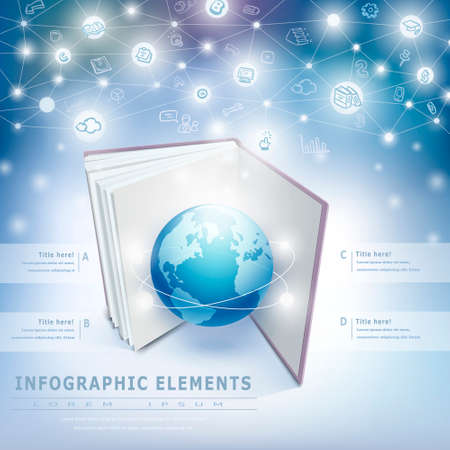 technology background infographic with earth and book elementsのイラスト素材