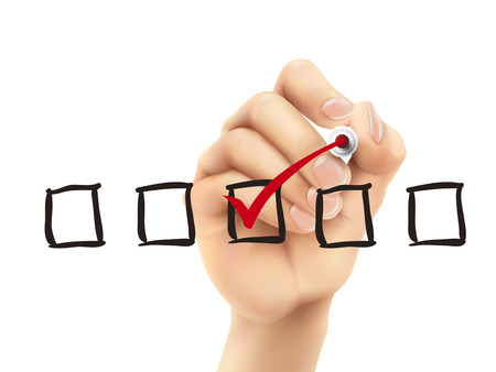 checklist checking by 3d hand over white backgroundのイラスト素材