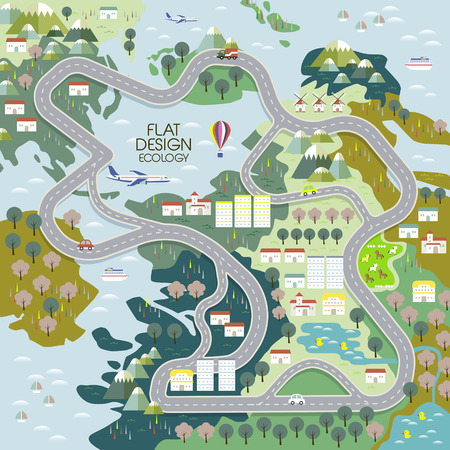 top view of ecology concept in flat designのイラスト素材