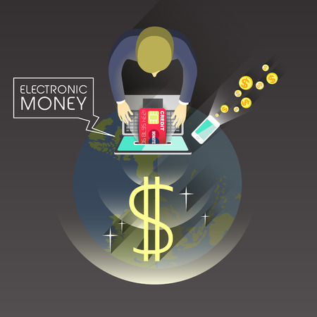 electronic money business concept in flat designのイラスト素材