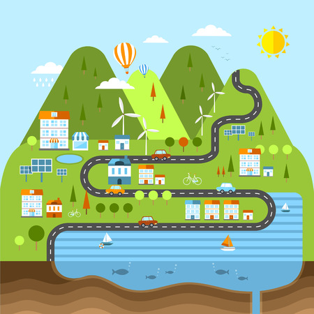 lovely ecology concept graphic in flat designのイラスト素材