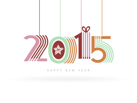 New Year 2015 hanging over white backgroundのイラスト素材