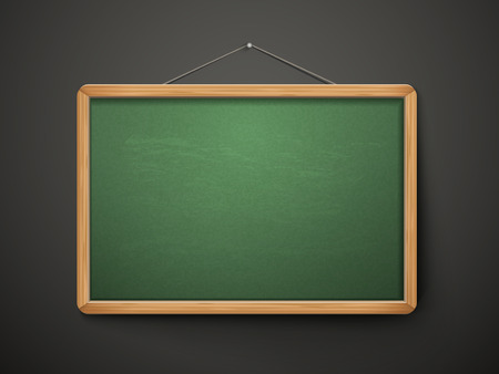 blank blackboard in wooden frame isolated over black backgroundのイラスト素材
