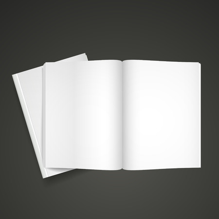 blank open book isolated over black backgroundのイラスト素材