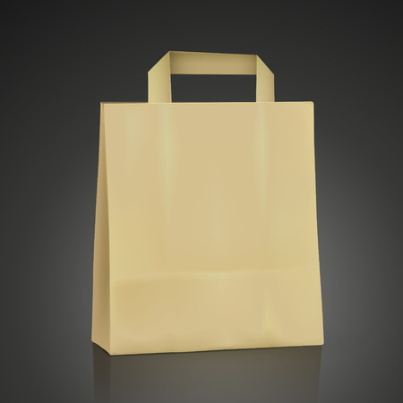 blank kraft shopping bag isolated on blackのイラスト素材