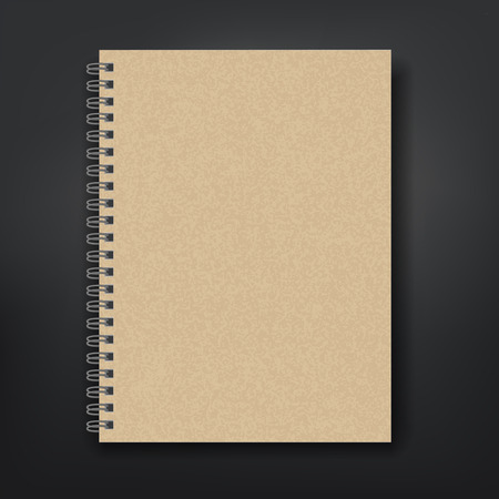 blank note book isolated on black backgroundのイラスト素材