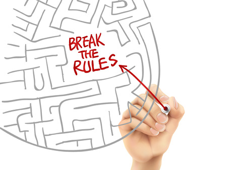 break the rules written by hand on a transparent boardのイラスト素材