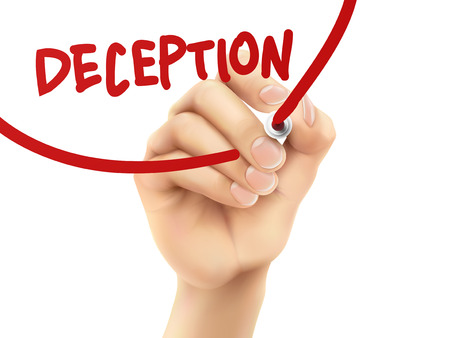 deception word written by hand on a transparent boardのイラスト素材