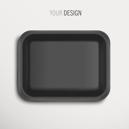 empty black food tray over white backgroundのイラスト素材