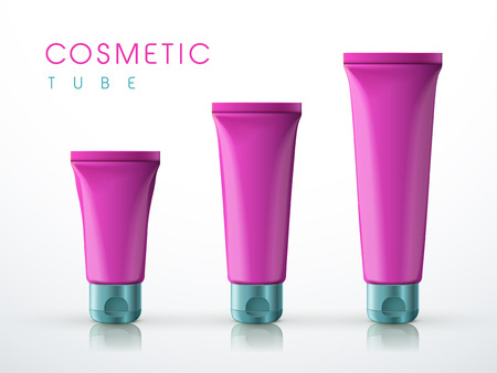 cosmetic packaging tube set over white backgroundのイラスト素材