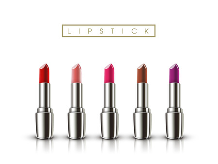 colorful lipsticks set isolated on white backgroundのイラスト素材