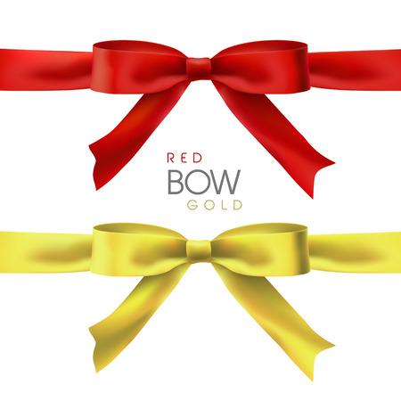 shiny bow in red and gold isolated on whiteのイラスト素材