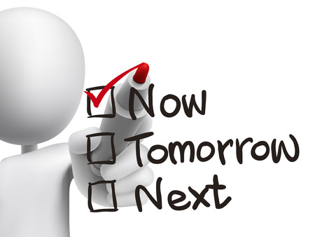 timeline checklist checking by 3d man over transparent boardのイラスト素材