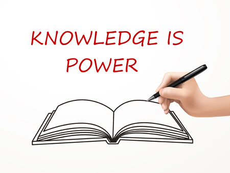 knowledge is power written by human hand over white backgroundのイラスト素材