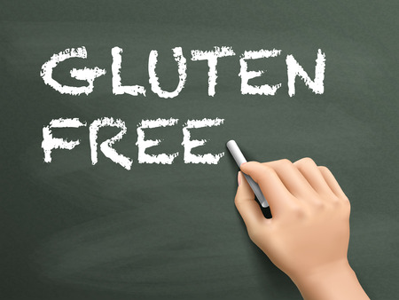 gluten free words written by hand on blackboardのイラスト素材