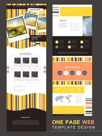 modern one page website template design with photo frame elementsのイラスト素材