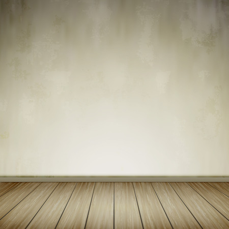 interior scene with empty wall and wooden floor in retro styleのイラスト素材