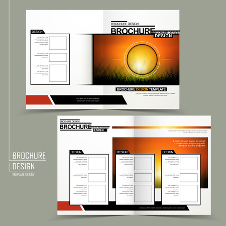 modern half-fold brochure design isolated on grey backgroundのイラスト素材