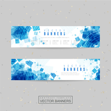 abstract banner template design with blue translucent squareのイラスト素材