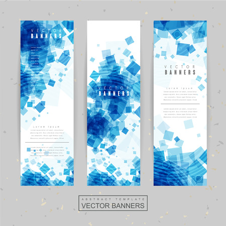 abstract banner template design with blue translucent squareのイラスト素材