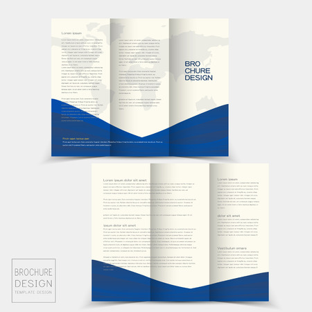tri-fold brochure design templates with dynamic wave in blueのイラスト素材