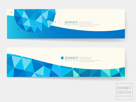 banner template design with geometric blue crystal elementsのイラスト素材