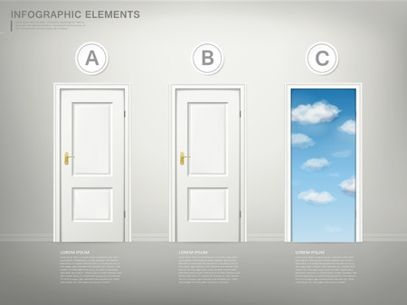 choice concept infographic template design with doors elementのイラスト素材