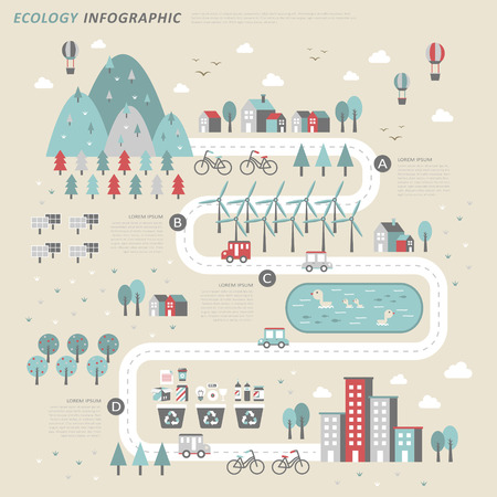 ecology concept infographic template in flat designのイラスト素材