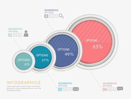 abstract circle label infographic elements over white backgroundのイラスト素材