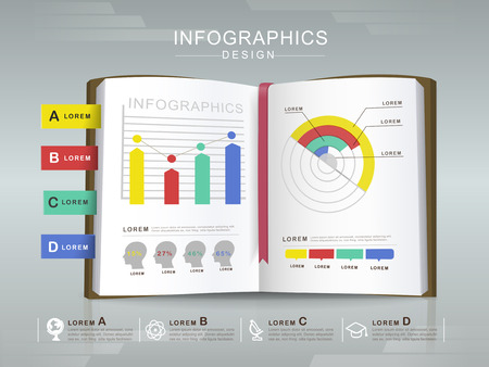 business concept infographic template design with book elementのイラスト素材