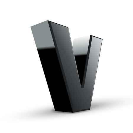 glossy black alphabet V isolated on white backgroundのイラスト素材
