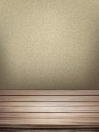 close-up look at empty interior wall with wooden tableのイラスト素材