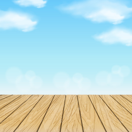 wooden planks isolated on blue sky sceneryのイラスト素材