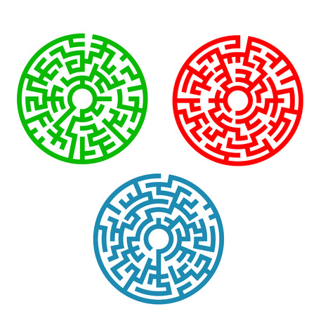 illustration of round maze isolated on white backgroundのイラスト素材