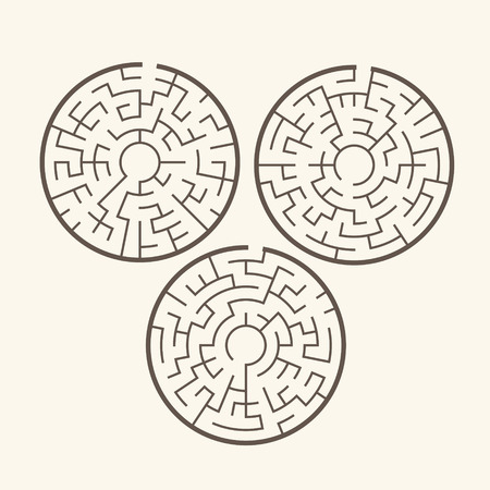 illustration of round maze isolated on beige backgroundのイラスト素材