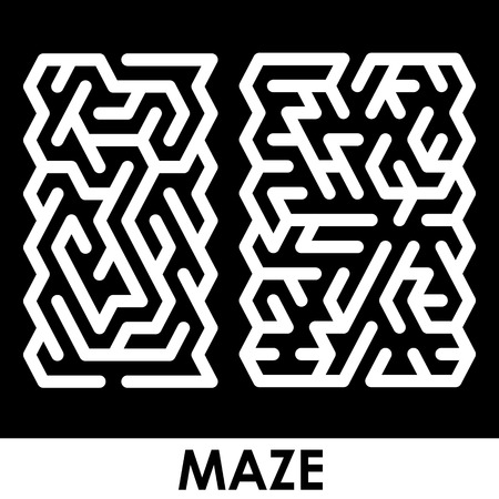illustration of maze set isolated over black backgroundのイラスト素材