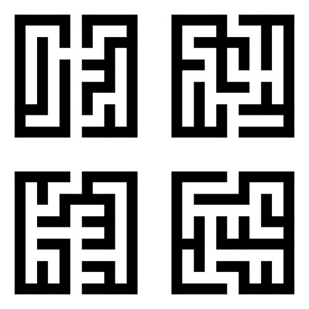 illustration of maze set isolated over white backgroundのイラスト素材