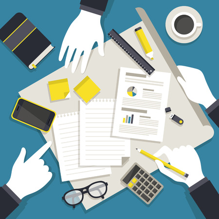 flat design style modern illustration of teamwork conceptのイラスト素材