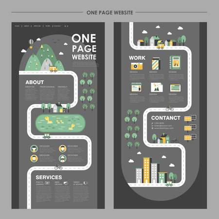 adorable one page website design in flat designのイラスト素材