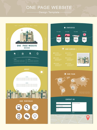 travel concept one page website design template in flat styleのイラスト素材