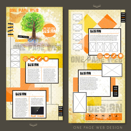 contemporary one page website template design with tree elementsのイラスト素材