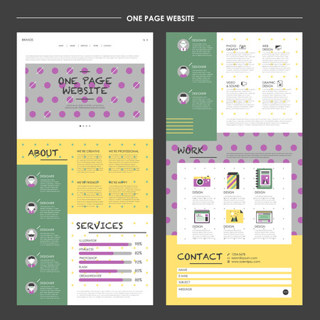lovely one page website template design with spot elementsのイラスト素材