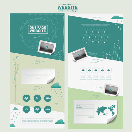 graceful one page website design template in flat styleのイラスト素材