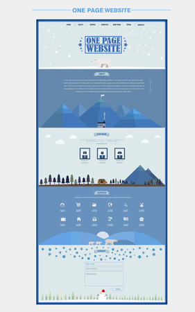 north pole scene one page website design template in flat styleのイラスト素材