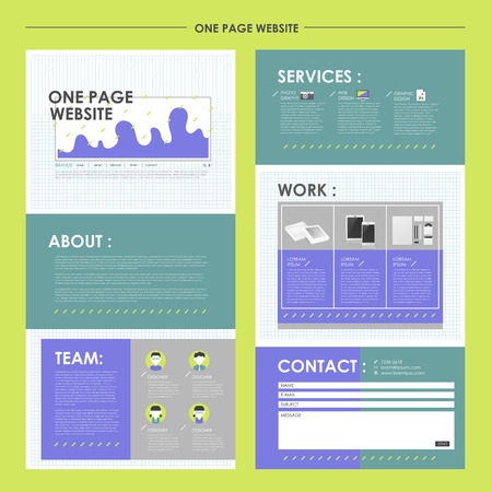 geometric one page website template design in flat styleのイラスト素材