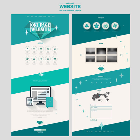modern one page website design template with diamond elements in flatのイラスト素材