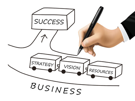 the way to success drawn by 3d hand over whiteのイラスト素材